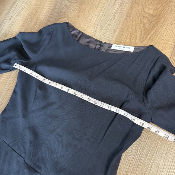 vintage Carolina Herrera navy dark blue wool dress size L 12 40" chest sheath - Picture 7 of 10